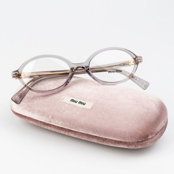 NEW Miu Miu MU01XV 12W1O1 Mauve Transparent Oval Unisex Eyeglasses VMU01X